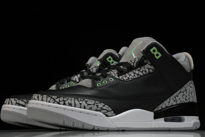 air jordan 3 "black/green glow" ct8532-031