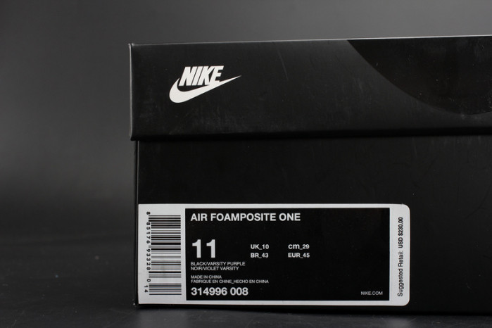 nike air foamposite one “eggplant” black/ varsity purple mens 314996-008