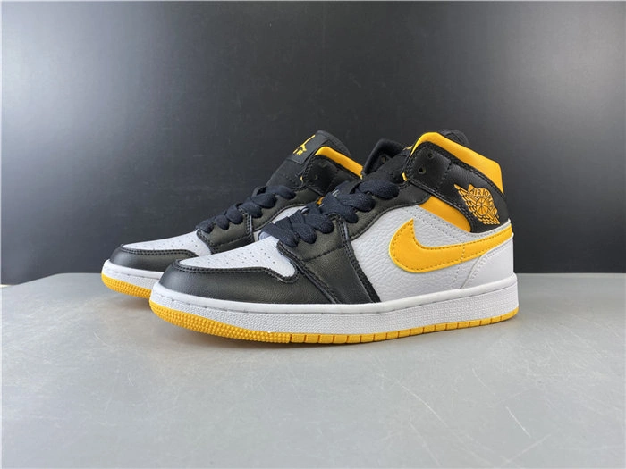 Jordan1 Mid white black yellow CV5276- Durable 3758
