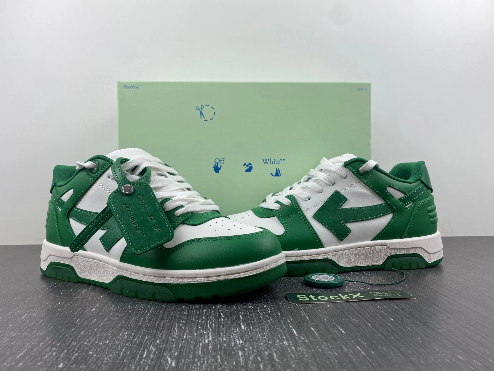 OFF-WHITE Out of Office Low Top Green Dirty White OMIA189R21LEA WeatherProof 3115